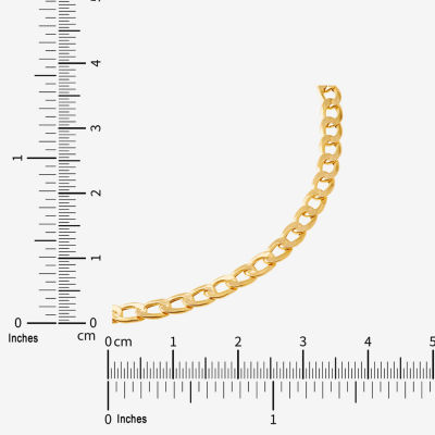 Made in Italy Unisex Adult 10K Gold 7.5 Inch Hollow Curb Chain Bracelet