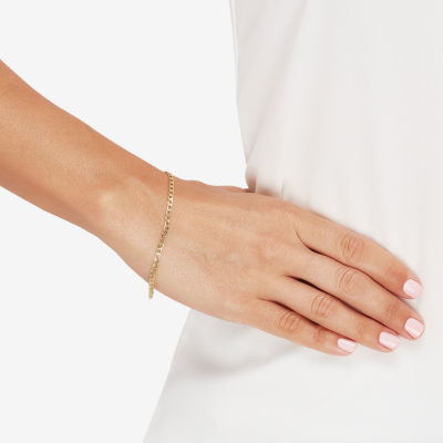 Made in Italy Unisex Adult 10K Gold 7.5 Inch Hollow Curb Chain Bracelet