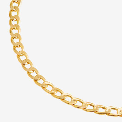 Made in Italy Unisex Adult 10K Gold 7.5 Inch Hollow Curb Chain Bracelet