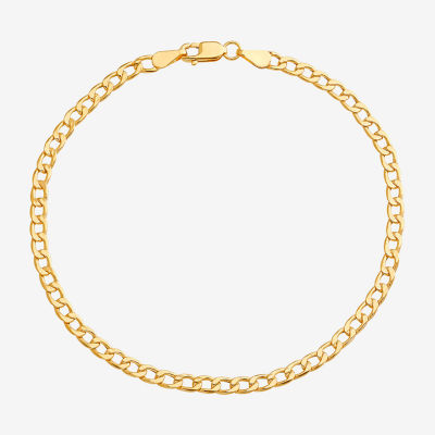 Made in Italy Unisex Adult 10K Gold 7.5 Inch Hollow Curb Chain Bracelet