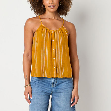 a.n.a Dobby Print Womens Scoop Neck Sleeveless Camisole, Medium, Orange