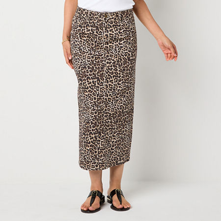 Liz Claiborne Womens Mid Rise Denim Skirt, 2, Beige