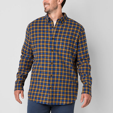 St. John's Bay Big and Tall Mens Classic Fit Long Sleeve Flannel Shirt, 4x-large Tall, Blue