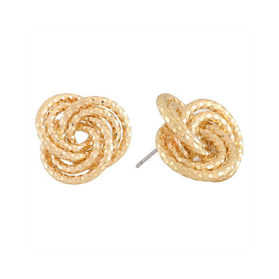 Monet® Gold-Tone Diamond-Cut Love Knot Button Earrings