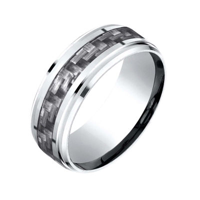 Mens 9mm Cobalt and Carbon Fiber Wedding Band Ring