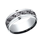 Mens 9mm Cobalt and Carbon Fiber Wedding Band Ring