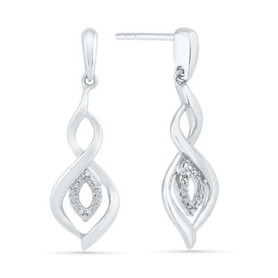 Diamond Accent Natural Diamond Sterling Silver Diamond Drop Earrings