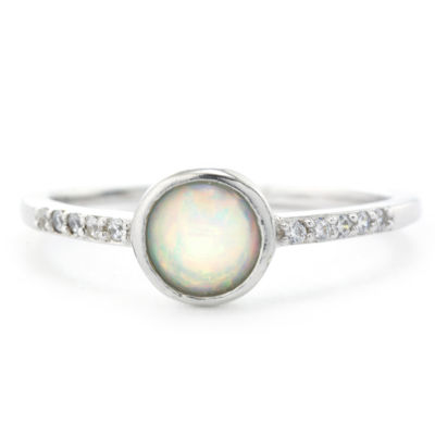 Silver Treasures Womens White Cubic Zirconia Sterling Silver Round Band