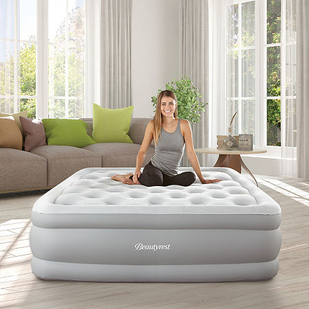 Beautyrest Sky Rise Raised Adjustable Comfort Coil Top Air Bed With A/C Express Pump, One Size, Gray