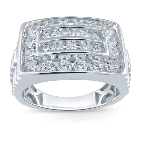 Mens 1 1/2 CT. T.W. Mined White Diamond 10K White Gold Fashion Ring