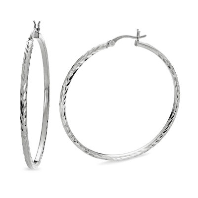 Womens Sterling Silver 60mm Hoop Earrings
