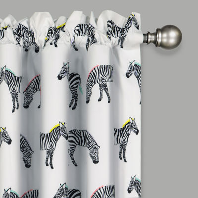Waverly Zebra Crossing Light-Filtering Rod Pocket Single Curtain Panel