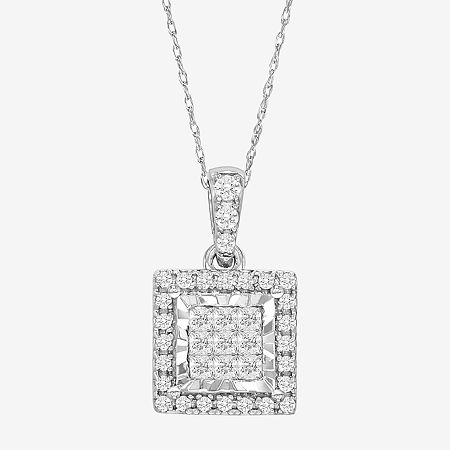 Tru Miracle Womens 1/4 CT. T.W. Natural White Diamond 10K White Gold Pendant Necklaces, One Size -  TRUMIRACLE, 27150160018