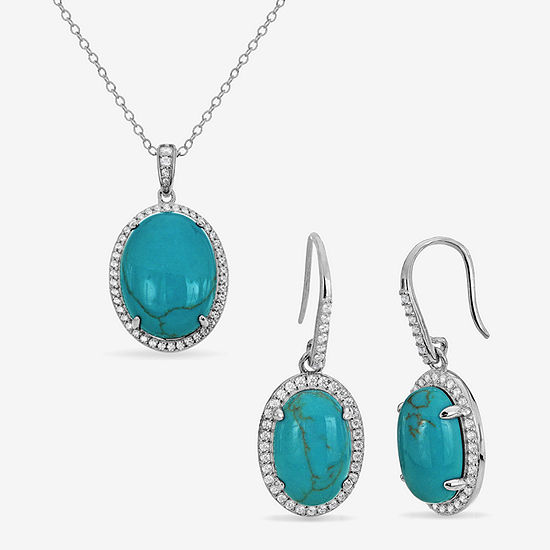 Enhanced Green Turquoise Sterling Silver 2-pc. Jewelry Set
