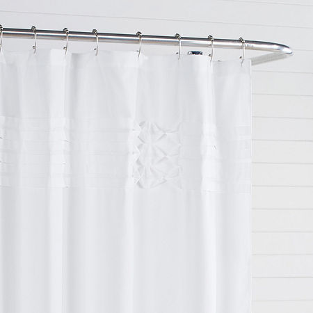 City Scene Triple Diamond Shower Curtain, One Size, White