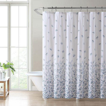 Laura Ashley Flora Shower Curtain, One Size, Blue