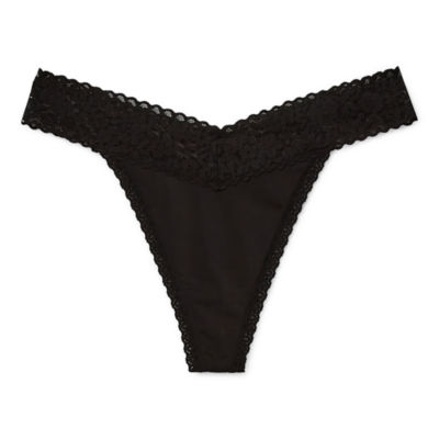 Ambrielle Everyday Thong with Lace Trim Panty