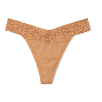 Ambrielle Everyday Thong with Lace Trim Panty