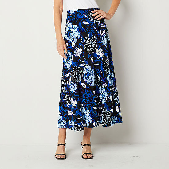 Black Label by Evan-Picone Floral Womens Mid Rise Maxi Skirt, Color ...