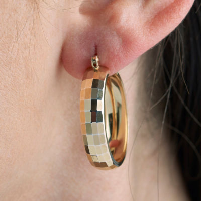 Womens 24K Gold Over Silver 30mm Hoop Earrings