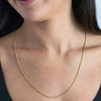 FINE JEWELRY Made in Italy 24K Gold Over Silver Sterling Silver 16 Inch  Solid Rope Chain Necklace