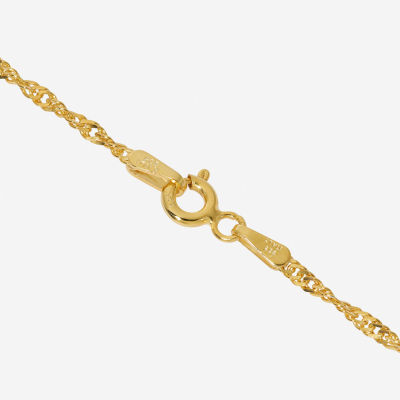Made in Italy Womens 24K Gold Over Silver Sterling Silver 24 Inch Singapore Chain Necklace