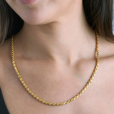 Made in Italy 24K Gold Over Silver Sterling Silver 24 Inch Solid Rope Chain Necklace