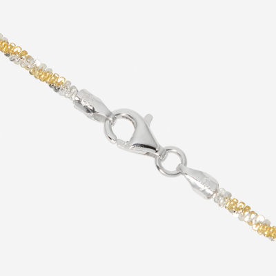 Made in Italy Womens 24K Gold Over Silver 24 Inch Singapore Chain Necklace