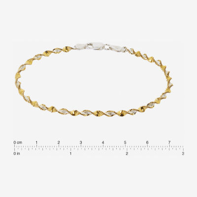 Made in Italy Womens 24K Gold Over Silver Sterling Silver Solid 7.5 Inch Link Bracelet