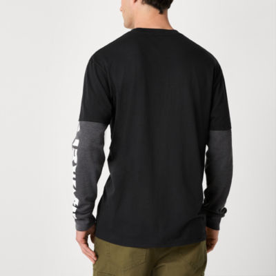 Airwalk Mens Crew Neck Layered Long Sleeve Graphic T-Shirt, Color