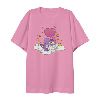 Big Girls Oversized Round Neck Short Sleeve Care Bears Hello Kitty Graphic T-Shirt