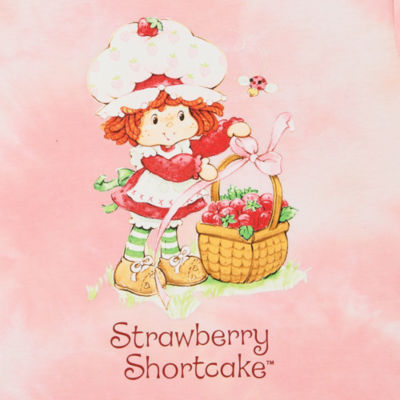 Juniors Strawberry Shortcake Cropped Womens Crew Neck Short Sleeve Graphic T-Shirt