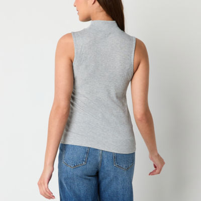 a.n.a Womens Ribbed Sleeveless Mock Neck Top