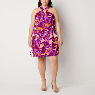 Bold Elements Plus Sleeveless Floral Swing Dresses