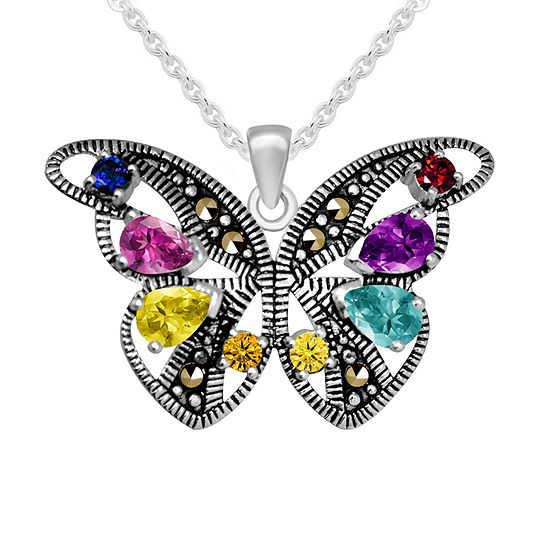 Sparkle Allure Cubic Zirconia Pure Silver Over Brass 18 Inch Cable Butterfly Pendant Necklace