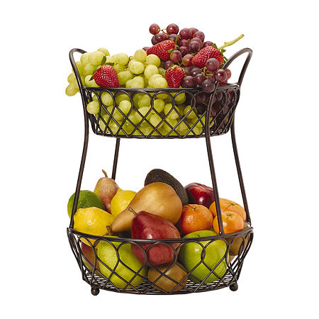 Gourmet Basics By Mikasa Loop And Latice 2 Tier Basket Rectangular Basket, One Size, Black