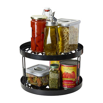 Kitchen Spice Jars Rack Lazy Susan 2 Tiers Seasoning Storage Holder  Stainless