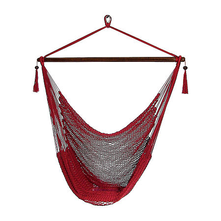 Sunnydaze Hanging Caribbean Hammock Chair, One Size, Red