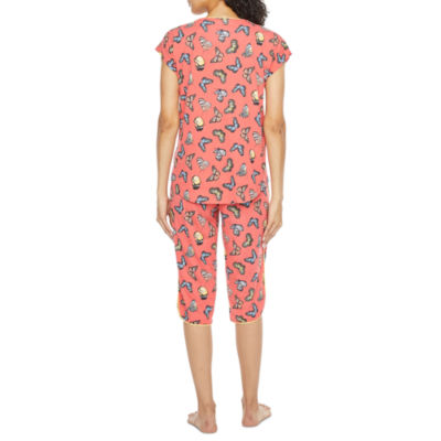Liz Claiborne Womens 2-pc. V-Neck Short Sleeve Capri Pajama Set