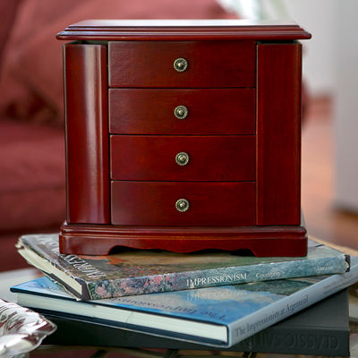 Mele and Co Harmony Musical Cherry-Finish Jewelry Box