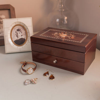 Mele and Co Brynn Walnut-Finish Jewelry Box