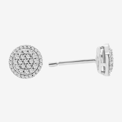 1/4 CT. T.W. Natural White Diamond 10K White Gold 7.5mm Round Stud Earrings