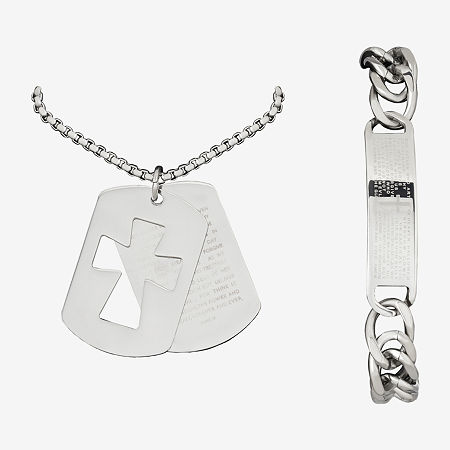Stainless Steel Cross 2-pc. Jewelry Set, One Size