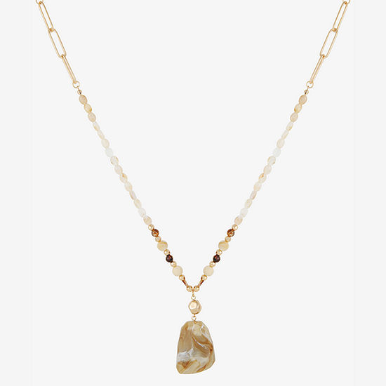 Mixit Gold Tone Link & Bead 30 Inch Cable Pendant Necklace