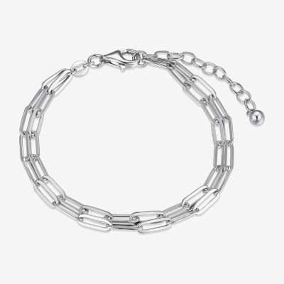 Womens Sterling Silver Solid 6 3/4 Inch Link Bracelet