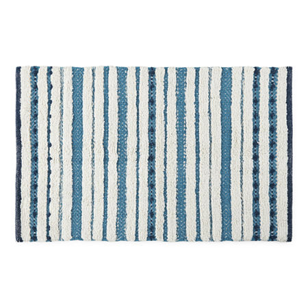 Distant Lands 20x32 Woven Stripe Fashion Bath Rug, One Size , Blue
