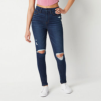 Jean Rise JCPenney Skinny - - Juniors Womens Arizona Fit Ripped High