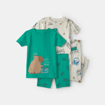 Carter's Toddler Boys Rib Crew Neck Short Sleeve 4-pc. Pajama Set