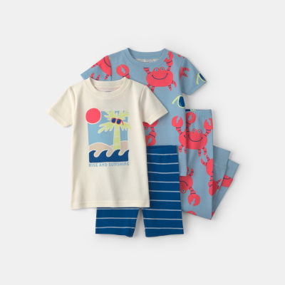 Carter's Toddler Boys Rib Crew Neck Short Sleeve 4-pc. Pajama Set