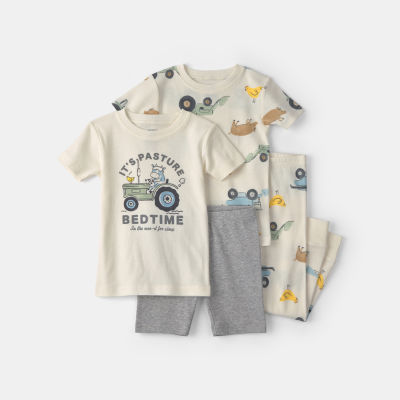 Carter's Toddler Boys Rib Crew Neck Short Sleeve 4-pc. Pajama Set